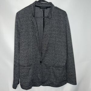 BANANA REPUBLIC Long & Lean Knit Blazer Unstructured Black Sz Large Herringbone